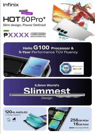infinix hot 50 pro+, Infinix Hot 50 Pro+: Αποκαλύφθηκαν οι προδιαγραφές του “πιο λεπτού smartphone στον κόσμο”