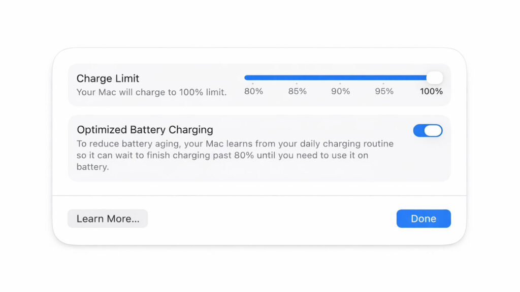 macOS Tahoe 26.4 charge limit