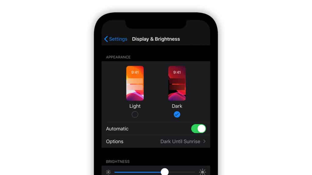iOS Dark mode extend mode