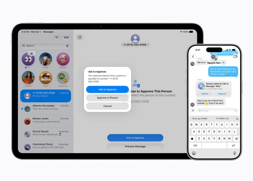 Apple child account Ask to approve contact