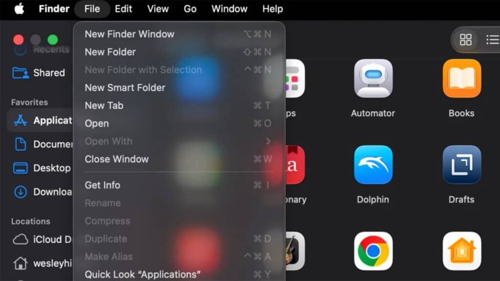 MacOS 27 menu